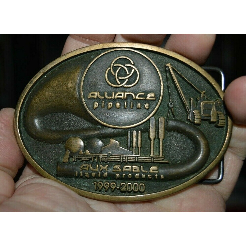 MINTY Alliance Pipeline Liquid Products 1999-2010 Solid Brass Belt Buckle RARE
